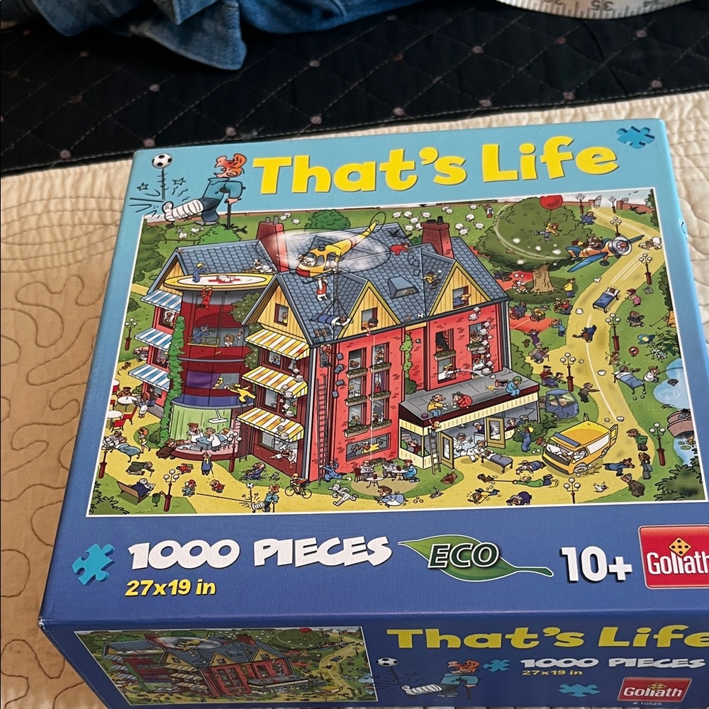 1000 piece jigsaw puzzle by Goliath. That’s Life series. 27x19 inches. Like new